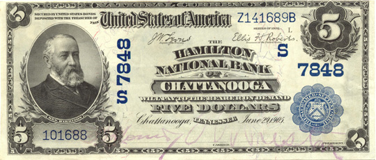 $5 Hamilton NB Chattanooga Ch7848 1902 PB